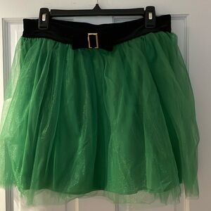 Love on a Hanger Green and Black Elf ugly Christmas skirt in size XL